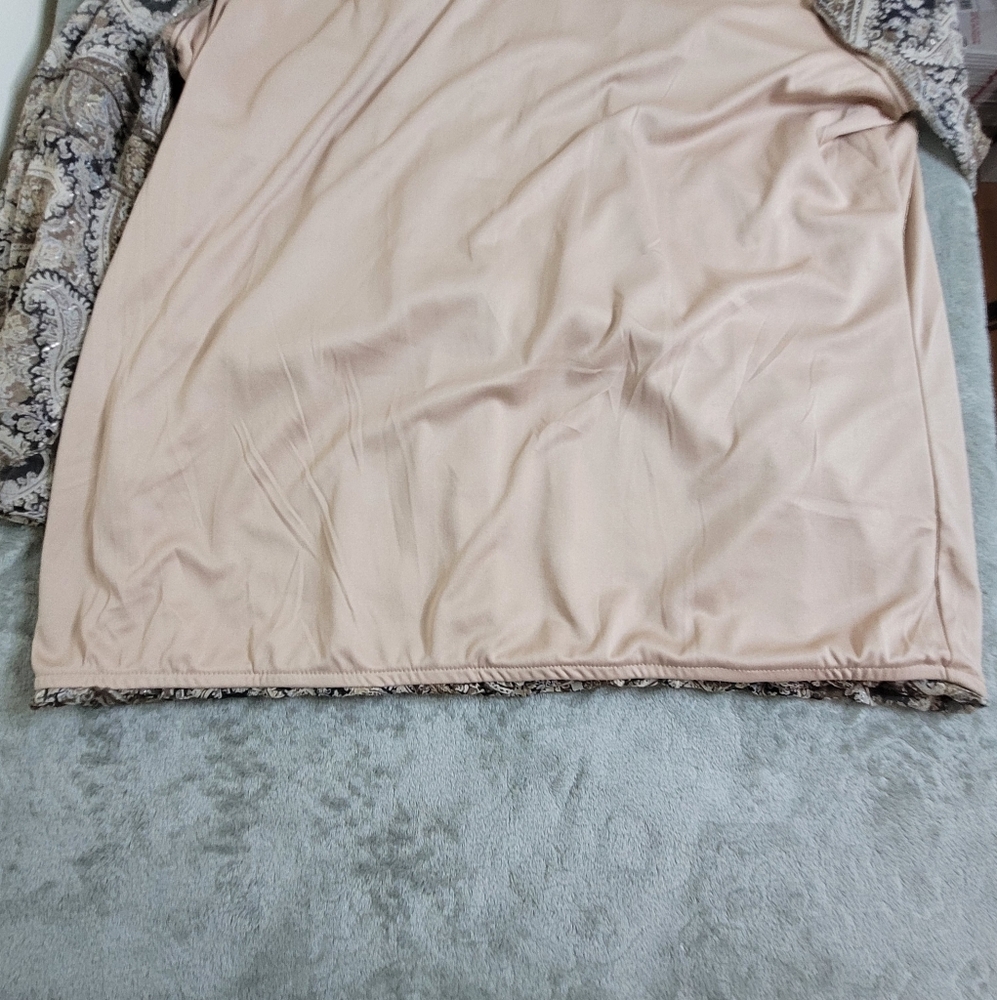 Dress Barn Womens Elegant Sheer Lined 3/4 Ruffle Sleeves Blouse Top Tan Size XL - Picture 8 of 11